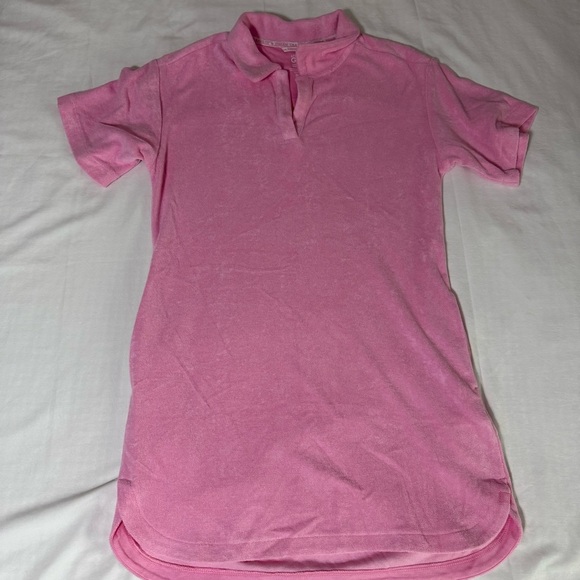 Athleta Girl Jump In Dress Cover Medium XL 14 Pink Terry Swim Pool Beach Pockets - Picture 3 of 6